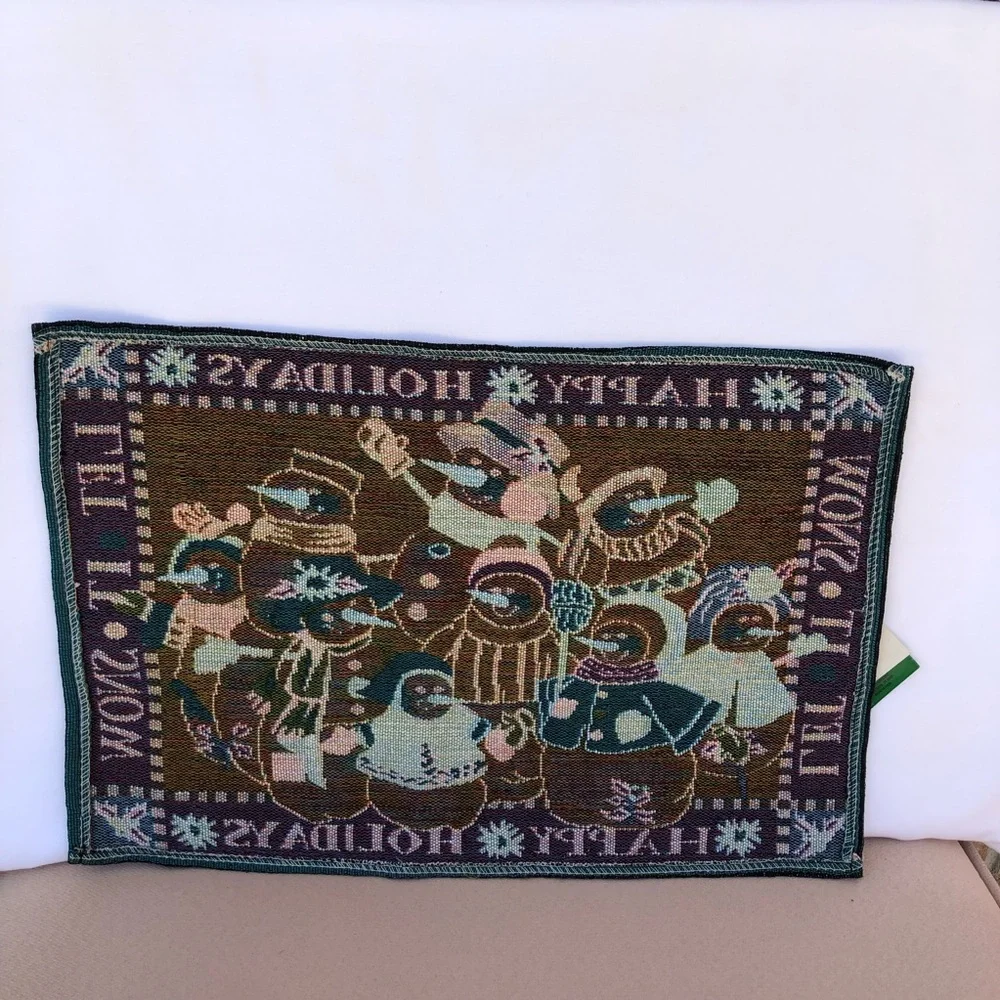 Set Of 5 Christmas Tapestry Placemats Let It Snow Happy Holidays Snow Man Family
